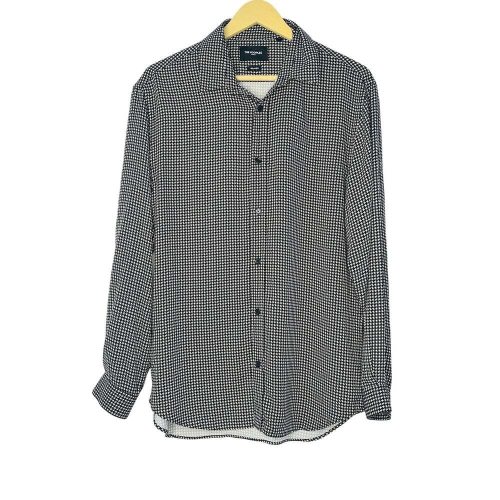 The Kooplesβ Relaxed Button Down Mens L Black White Houndstooth Viscose Shirt